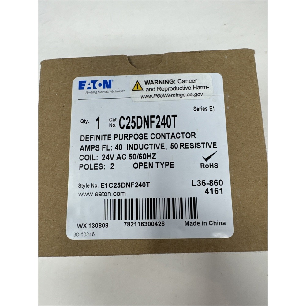 Eaton/Cutler Hammer C25DNF240T‎ Series E1 40 Amp Definite Purpose Contactor